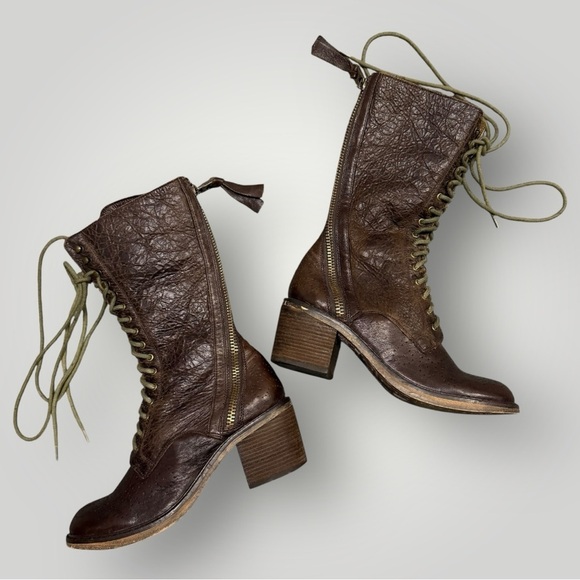 Rare Vtg Sam Edelman Dupree Lace up Boots Real Fur Shearling Sz 9 - Picture 4 of 13